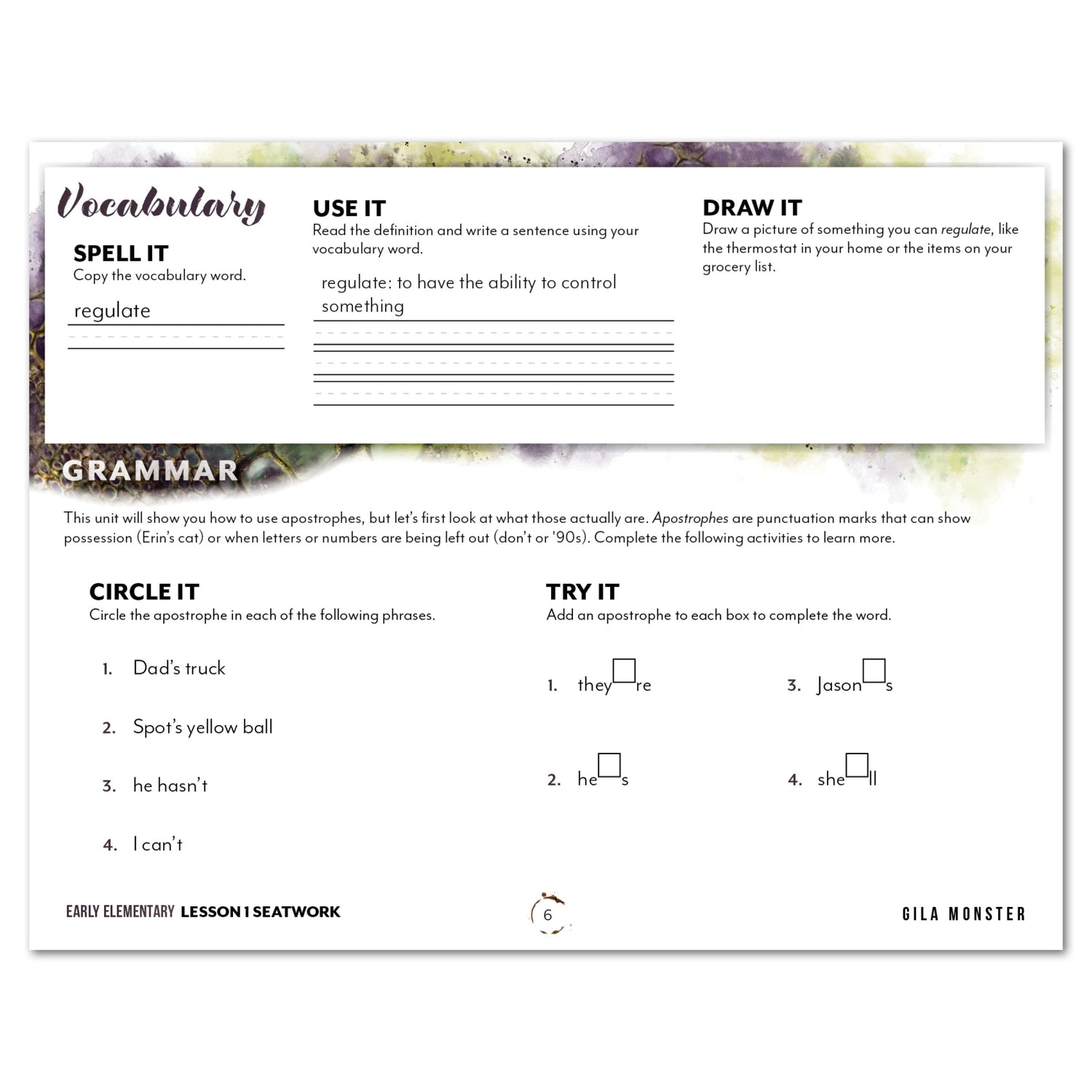 Reptiles homeschool unit study digital student seatwork journal in manuscript for Early Elementary worksheet
