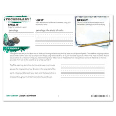 Rocks + Minerals homeschool unit study digital student seatwork journal in manuscript for Early Elementary worksheet