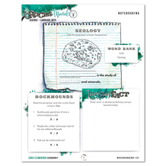 Rocks + Minerals homeschool unit study digital  Early Elementary with Teacher's Guide bundle notebooking worksheet