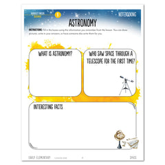 Space homeschool unit study digital student workbook in Early Elementary with Teacher's Guide bundle notebooking worksheet