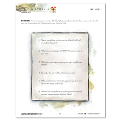 US History 4: War & Reformation: 1900-1945 Homeschool Unit Study Digital Early Elementary Student Book Lesson 8 Narration