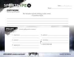 Sports + PE homeschool unit study, digital student seatwork journal in manuscript for Upper Elementary worksheet