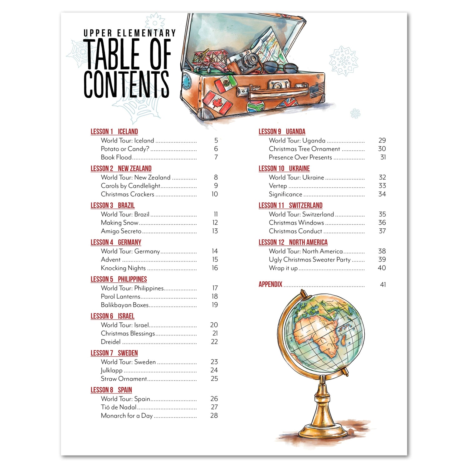 Christmas Around the World Homeschool Unit Study Digital Upper Elementary Student Book Table of Contents