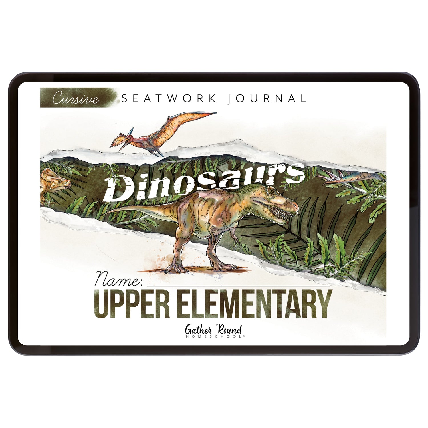 Dinosaurs Homeschool Unit Study Digital Seatwork Journal Cursive Upper Elementary