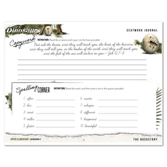 Dinosaurs Homeschool Unit Study Digital Seatwork Journal Cursive Upper Elementary Lesson 1 Copywork