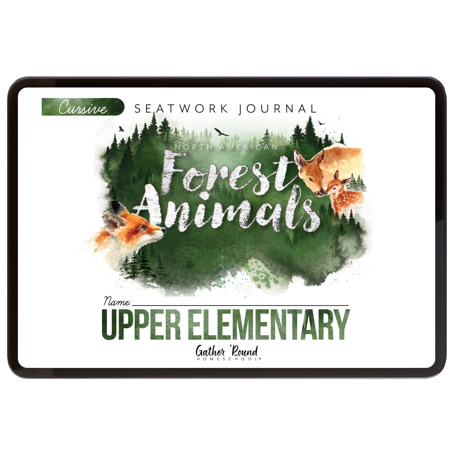 North American Forest Animals homeschool unit study digital student seatwork journal in cursive for upper elementary