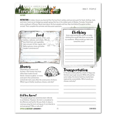 North American Forest Animals homeschool unit study digital student workbook  in upper elementary with teacher's guide bundle lesson one