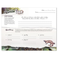 Reptiles homeschool unit study digital student seatwork journal in cursive for Upper Elementary worksheet