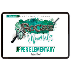 Rocks + Minerals homeschool unit study digital student seatwork journal in manuscript for Upper Elementary