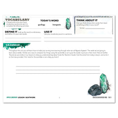 Rocks + Minerals homeschool unit study digital student seatwork journal in manuscript for Upper Elementary worksheet