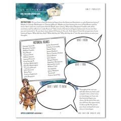 US History 2: Rise to Independence: 1763-1815 Homeschool Study Unit Digital Upper Elementary Student Book Lesson 1 Unit Project