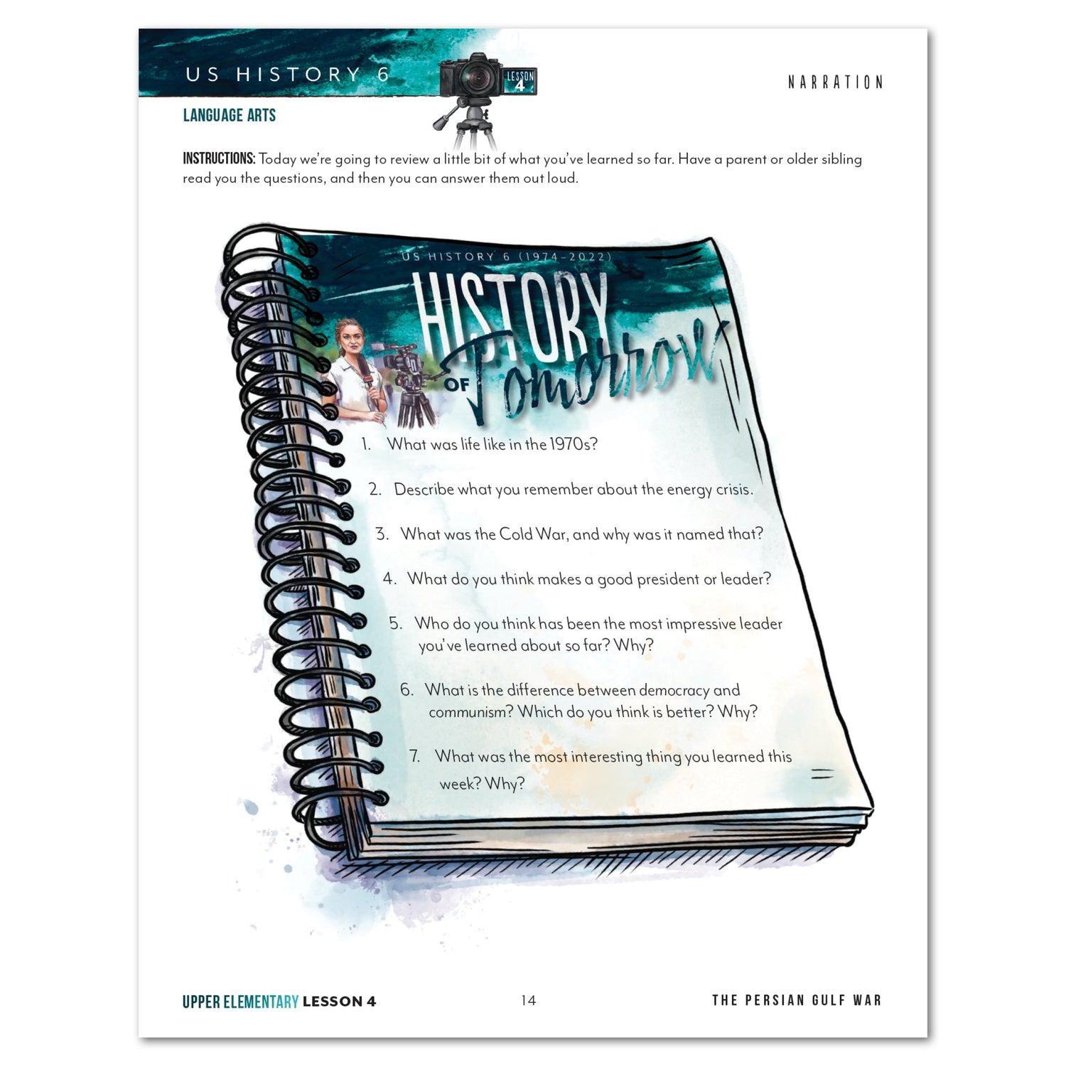 US History 6: History of Tomorrow Homeschool Unit Study Digital Upper Elementary Student Book Lesson4 Narration