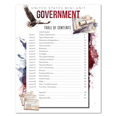 US Government Homeschool Study Unit Digital Upper Elementary Table of Contents