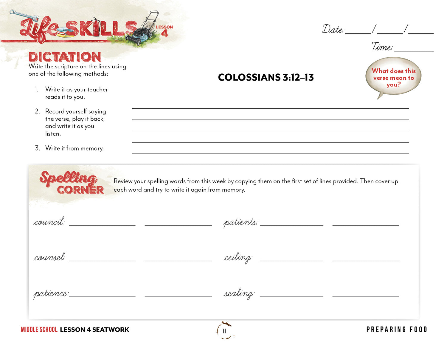 Life Skills Seatwork (Digital Download)