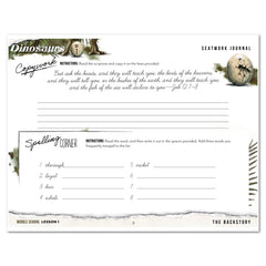 Dinosaurs Homeschool Unit Study Digital Seatwork Journal Cursive Middle School Lesson 1 Copwork and Spelling