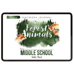 North American Forest Animals homeschool unit study digital student seatwork journal in cursive for middle school