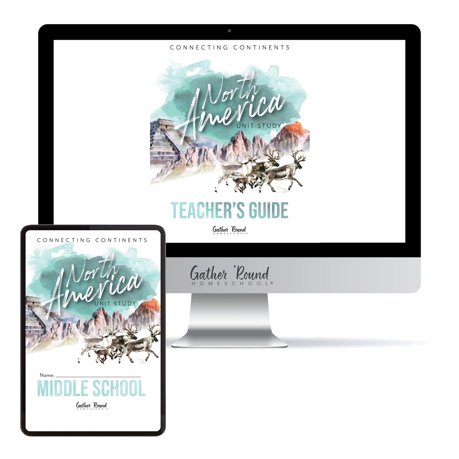 North America homeschool unit study digital student workbook for Middle School with teacher's guide