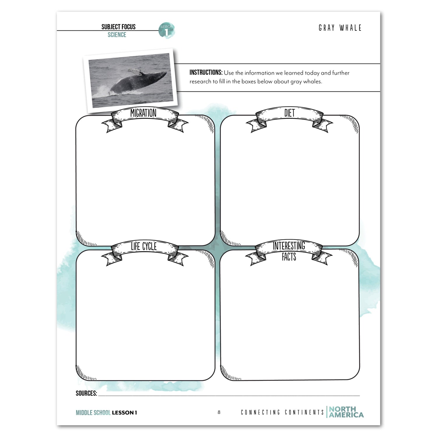 North America homeschool unit study digital student workbook for Middle School with teacher's guide lesson one