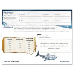 Ocean Life homeschool unit study digital seatwork journal in manuscript for middle school  lesson one worksheet