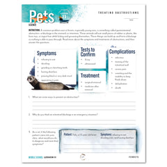 Pets homeschool unit study digital  student workbook for middle school with Teacher's Guide bundle treating obstructions worksheet