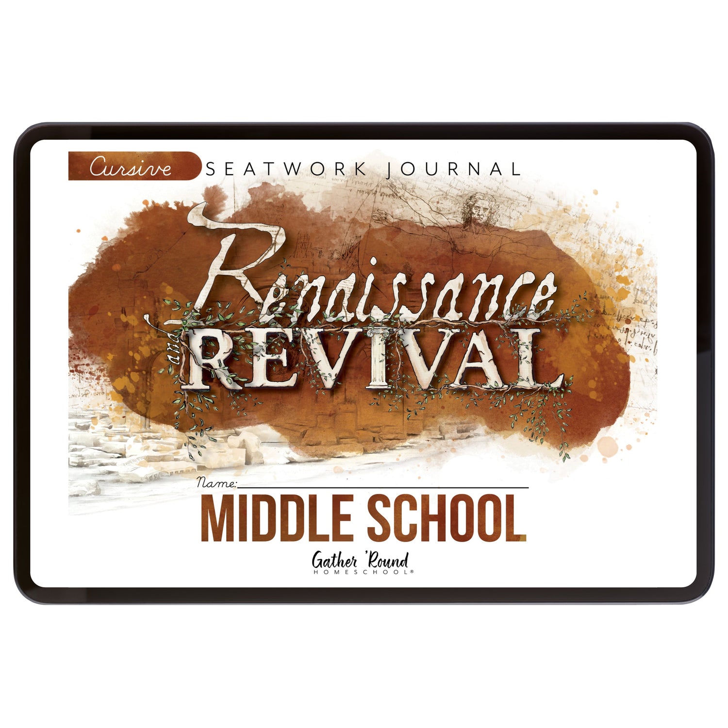 Renaissance and Revival Homeschool Unit Study Digital Seatwork Journal Cursive Middle School