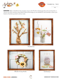 Thanksgiving Homeschool Unit Study Digital Download Middle School Student Book Lesson 2 Thankful Tree
