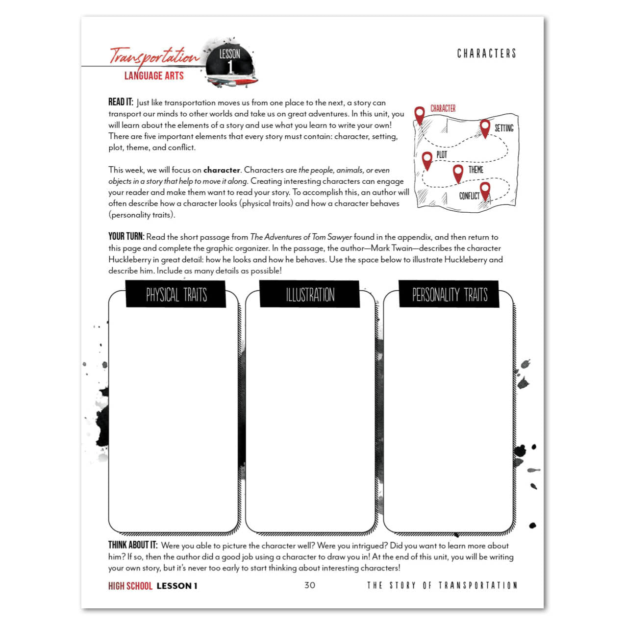 Transportation Homeschool Unit Study Digital High School Student Book Lesson 1 Characters