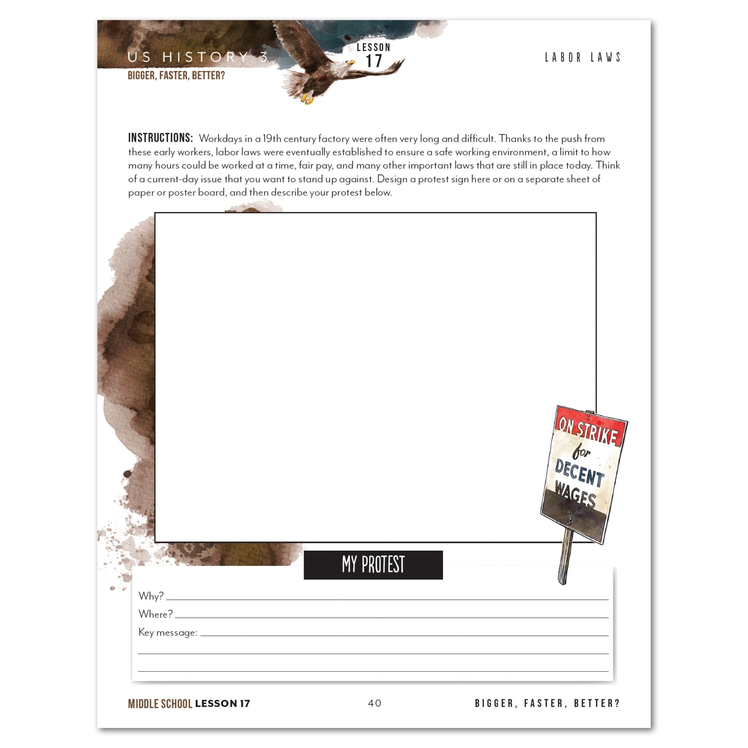 US History 3: Growing Identity: 1816-1899 Adventures Though History Homeschool Digital Middle School Student Book Lesson 17 Labor Laws