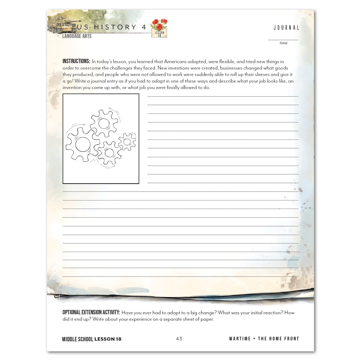 US History 4: War & Reformation: 1900-1945 Homeschool Unit Study Digital Middle School Student Book Lesson 18 Journal