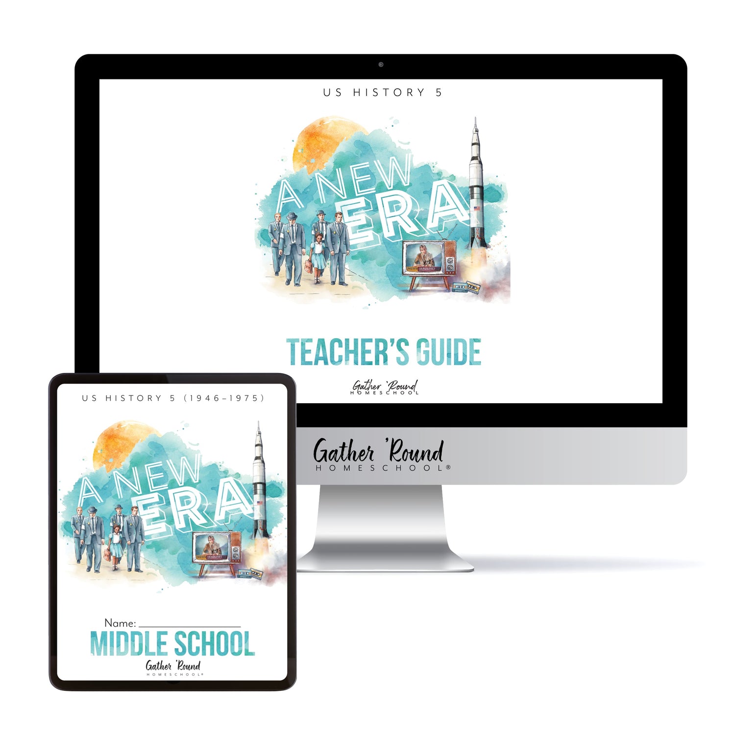 US History 5: A New Era: 1946-1975 Homeschool Unit Study Digital Bundle Teacher's Guide and Middle School Student Book