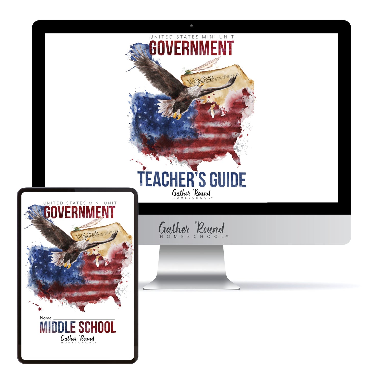US Government Homeschool Study Unit Digital Bundle Teacher's Guide and Middle School Student Book