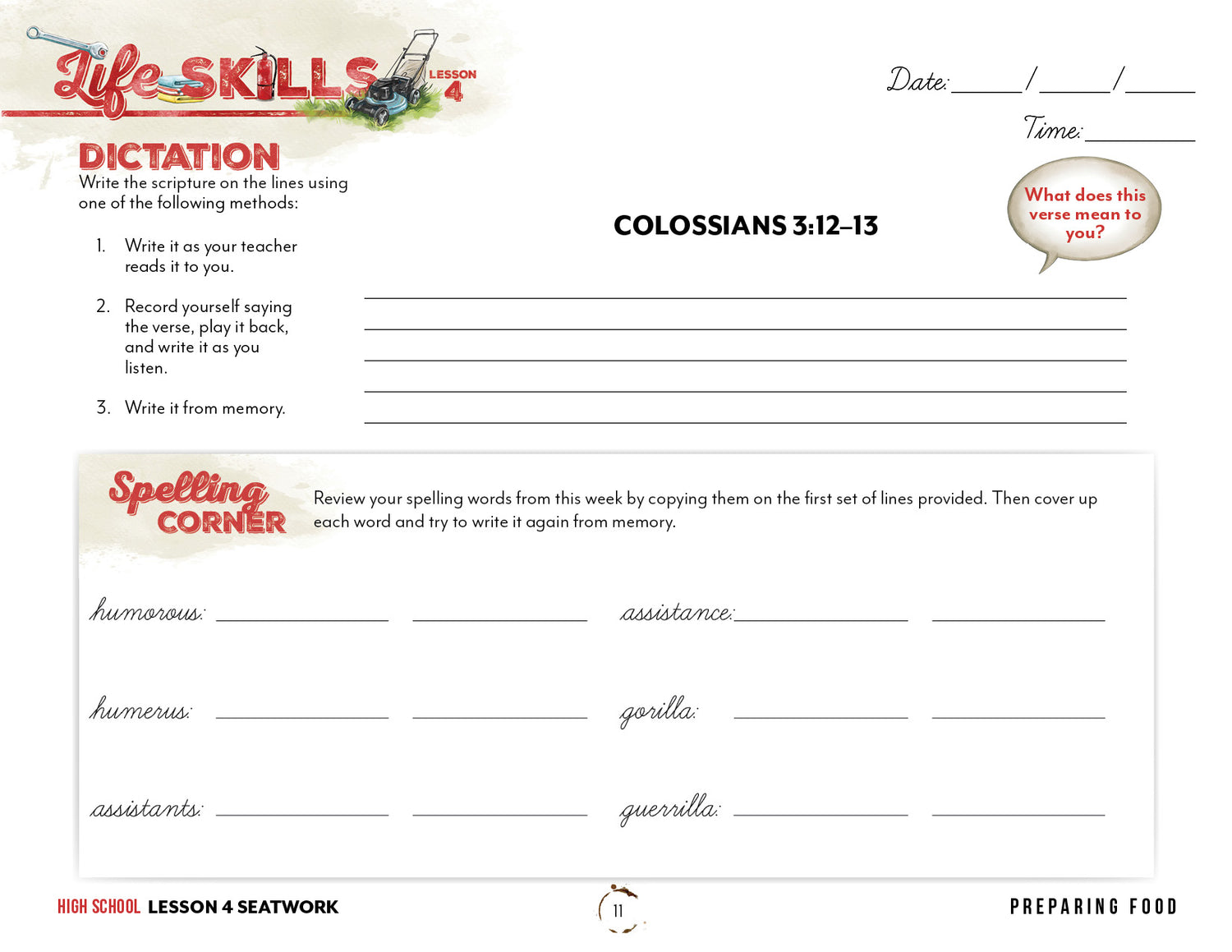 Life Skills Seatwork (Digital Download)