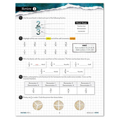 Fractions worksheet review page for Step 2