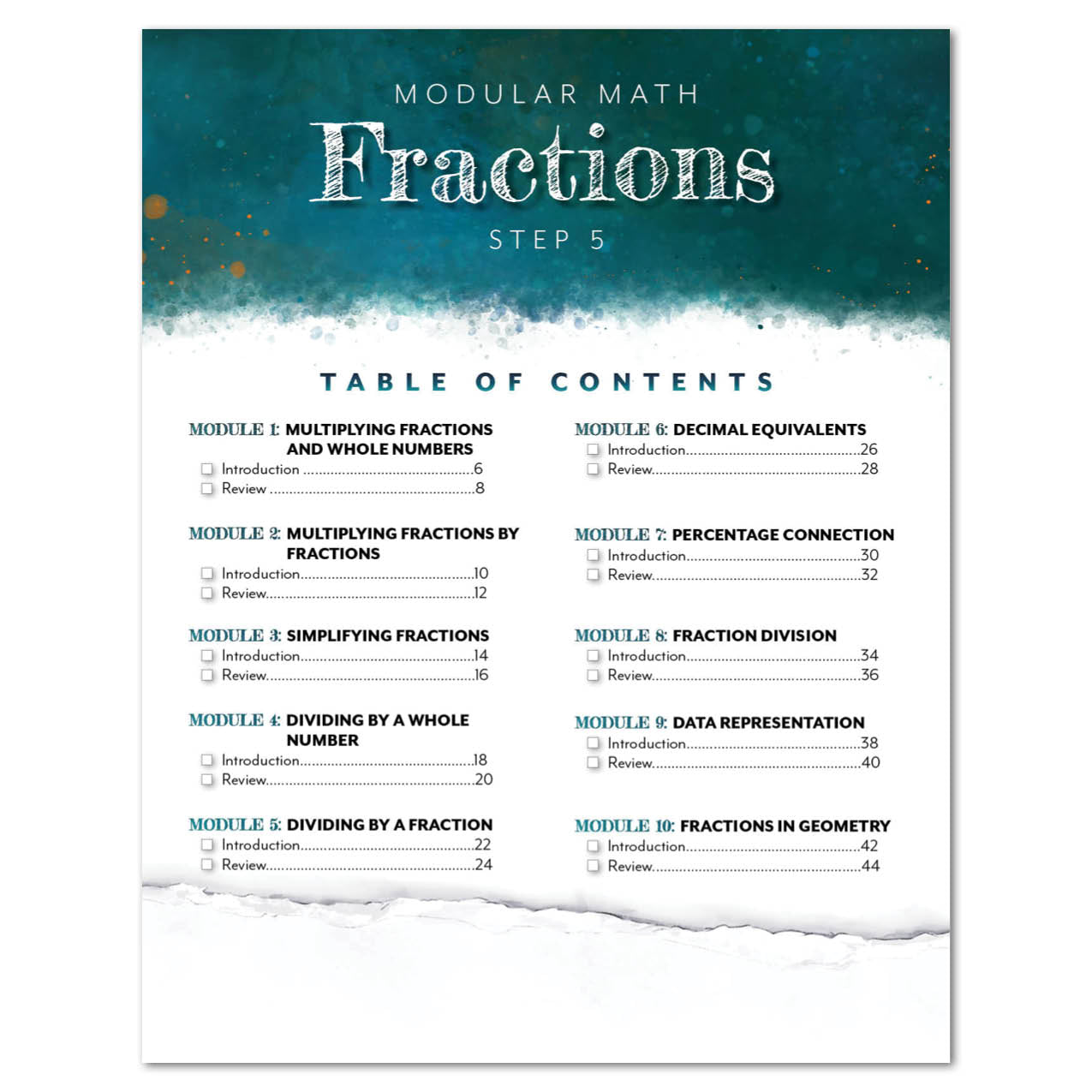 Fractions Level 5 Table of Contents