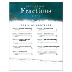 Fractions Level 6 Table of Contents