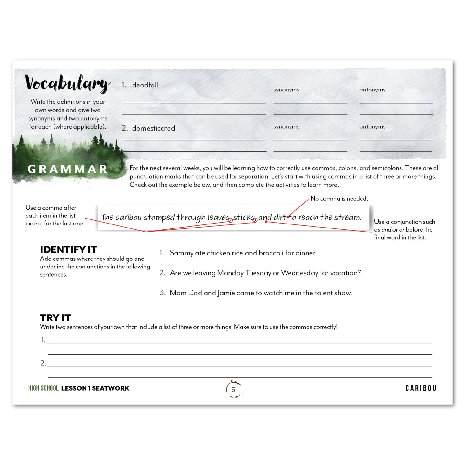 North American Forest Animals homeschool unit study digital student seatwork journal in manuscript for high school lesson one
