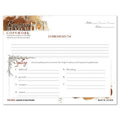 Renaissance and Revival Homeschool Unit Study Digital Seatwork Journal Cursive High School Lesson 10 Copywork and Spelling