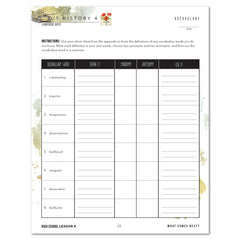 US History 4: War & Reformation: 1900-1945 Homeschool Unit Study Digital High School Student Book Lesson 9 Vocabulary