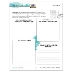 US History 5: A New Era: 1946-1975 Homeschool Unit Study Digital High School Book Lesson 13 Notebooking