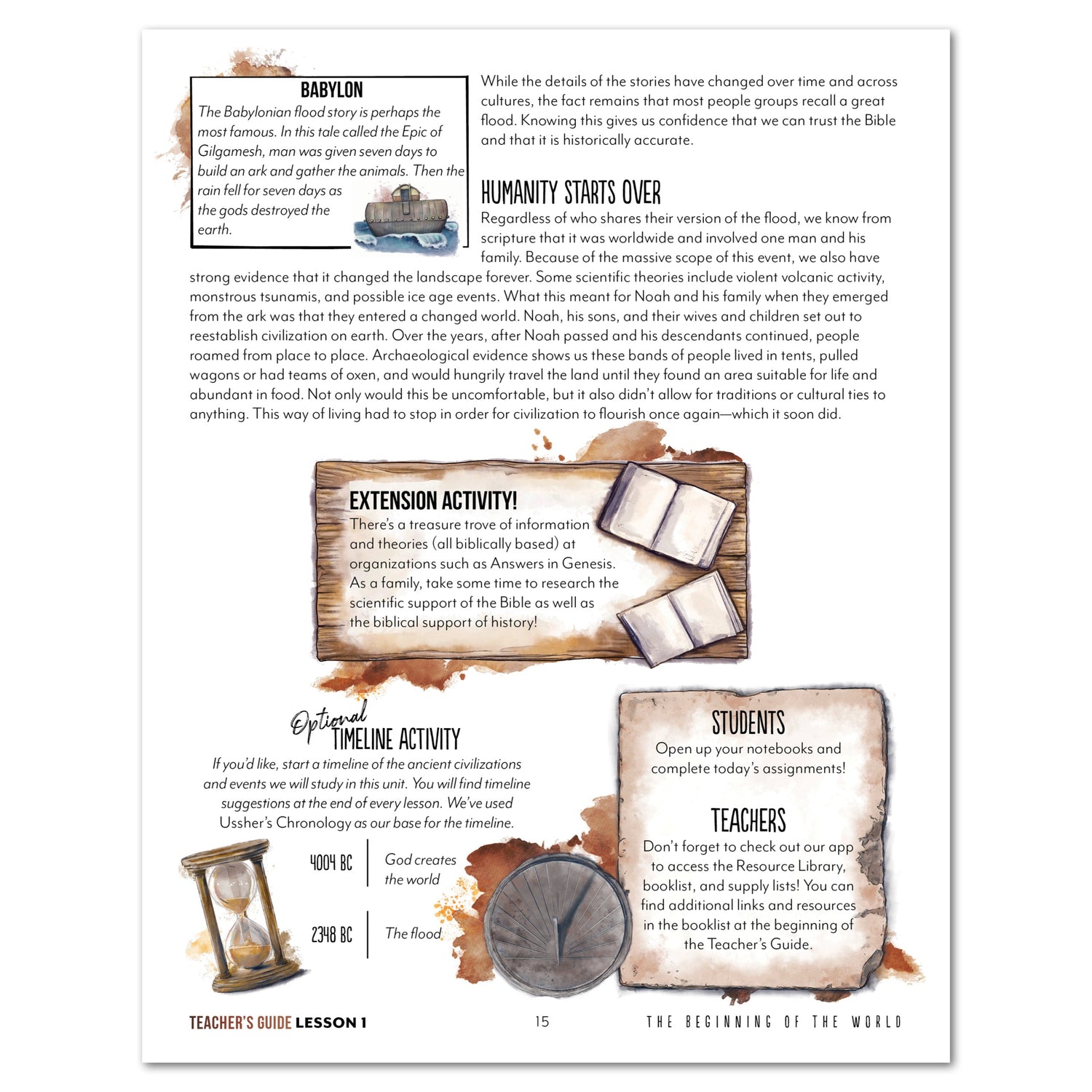 Ancient Civilizations homeschool unit study digital teacher lesson 1 part 2