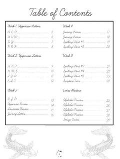 Asia Homeschool Unit Study Digital Cursive Book Table of Contents Week 1-Week 5