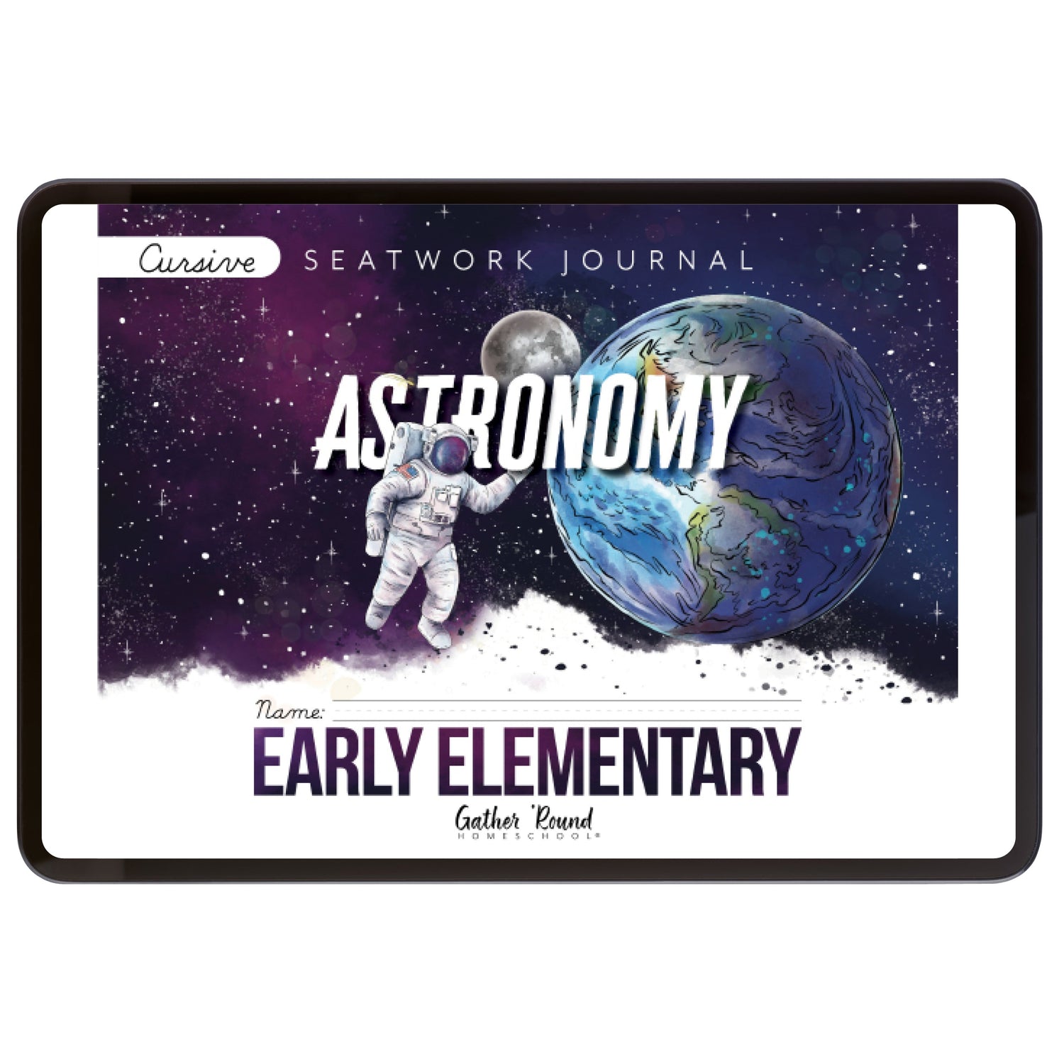 Astronomy Homeschool Unit Study Digital Seatwork Journal Cursive Early Elementary