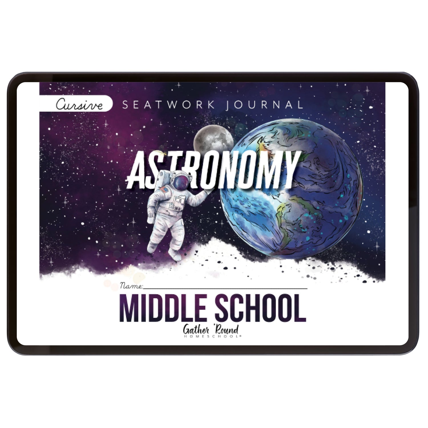 Astronomy Homeschool Unit Study Digital Seatwork Journal Cursive Middle School 