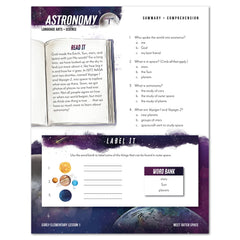 Astronomy Homeschool Unit Study Digital Early Elementary Student Book Lesson 1