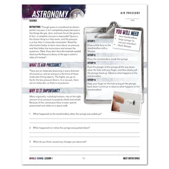 Astronomy Homeschool Unit Study Digital Middle School Lesson 1 Page