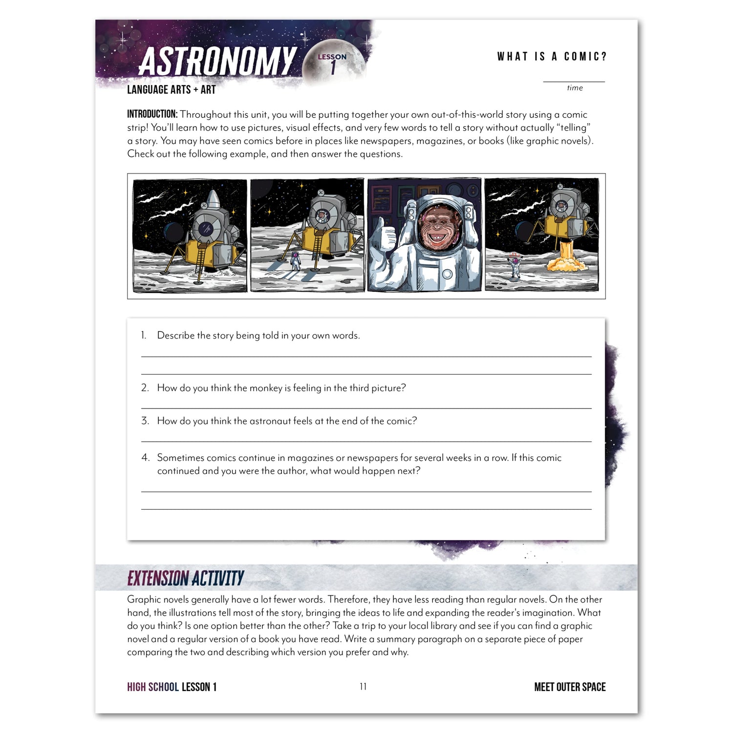 Astronomy Homeschool Unit Study Digital High School Lesson 1 Page