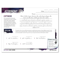 Astronomy Homeschool Unit Study Digital Seatwork Journal Cursive Early Reader Copywork Lesson 1 