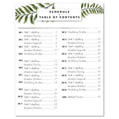 Botany Homeschool Unit Study Digital Cursive Book Schedule and Table of Contents