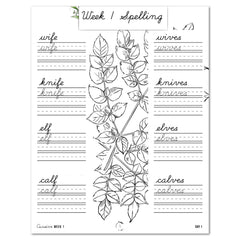 Botany Homeschool Unit Study Digital Cursive Book Week 1 Spelling