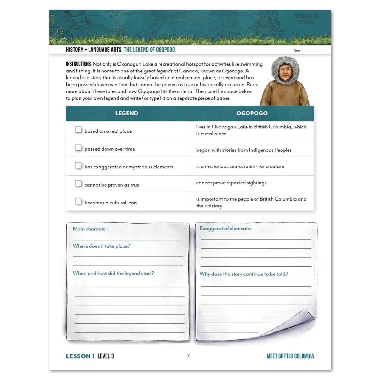British Columbia Homeschool Unit Study Digital Level 3 Student Book Daily Lesson 1 